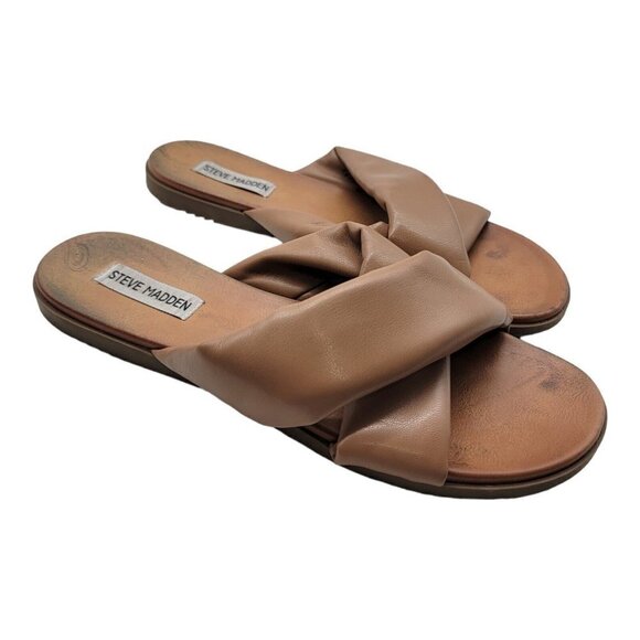 Steve Madden Crozz Women's Vegan Leather Crisscross Slide Sandals Size 9M - Picture 1 of 7